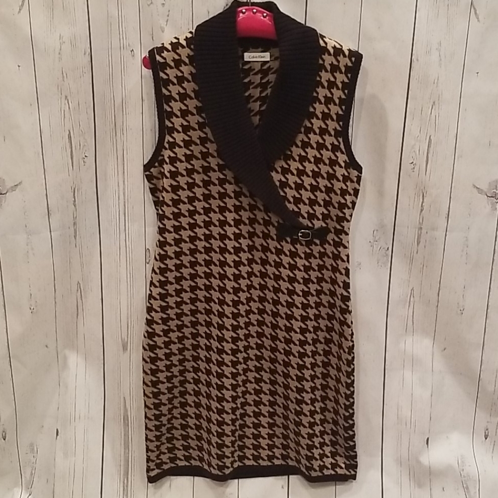 NWOT Calvin Klein Large Houndstooth Sweater Dress!